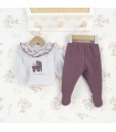 Conjunto Polaina bebé berenjena Calamaro Meira