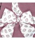 Detalle del Conjunto Pololo bebé berenjena canalé volante floral tejido suave invierno