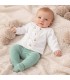 Bebé con Conjunto Polaina bebé mint sin cuello algodón con panel estampado y punto fino acanalado con puntilla