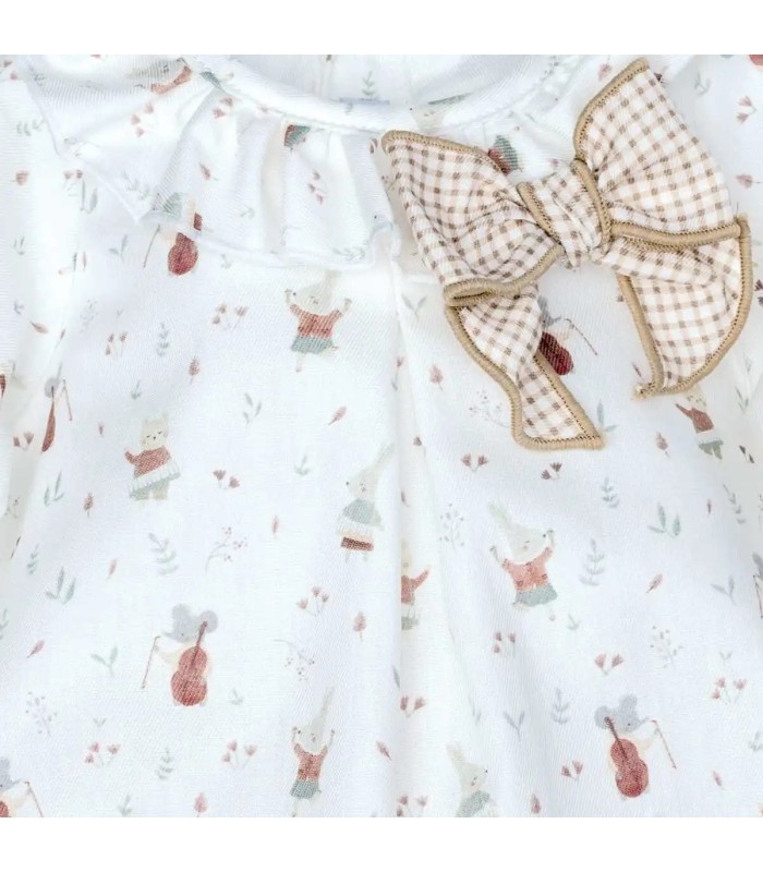 Detalles del Jesusito bebé mint invierno algodón con volante en cuello lazada vichy y cubrepañal a juego