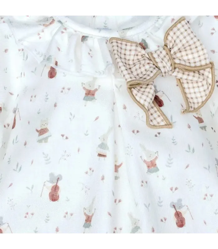 Detalles del Jesusito bebé mint invierno algodón con volante en cuello lazada vichy y cubrepañal a juego