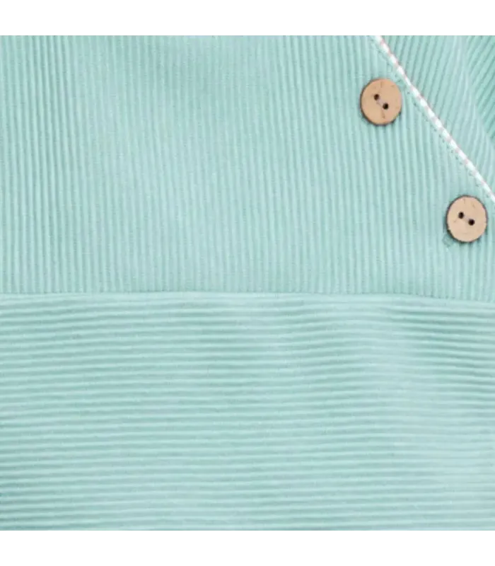 Detalles del conjunto legging bebé mint botones invierno punto acanalado con detalles vichy en cuello y puños