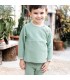 Niño con el Conjunto Legging bebé mint botones invierno punto acanalado con detalles vichy en cuello y puños
