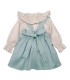 Conjunto Pichi niña mint invierno con lazada central blusa vichy con volante y tejido algodón suave atrás en fondo blanco
