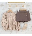 Conjunto Falda Pantalón niña arena Calamaro Noia