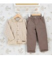 Conjunto Pantalón niño arena cuadros Calamaro Noia