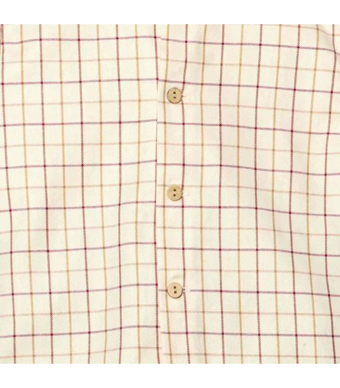 Diseño del Conjunto niño arena camisa cuadros algodón pantalón liso reciclado look invierno elegante