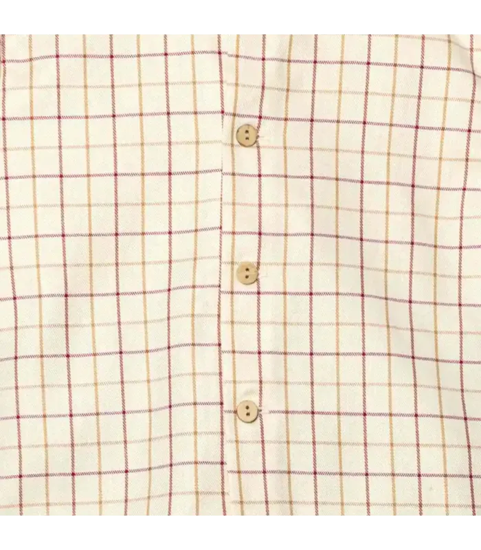 Diseño del Conjunto niño arena camisa cuadros algodón pantalón liso reciclado look invierno elegante