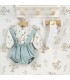 Conjunto Pololo bebé mint invierno con tirantes algodón camisa estampada y pololo elástico color mint