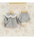 Jesusito bebé gris elegante algodón cuello puntilla bordada textura suave invierno