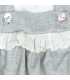Detalles del Conjunto Peto bebé gris con puntilla algodón camisa blanca textura suave invierno elegante