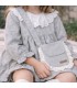 Niña con el Bolso niña gris algodón puntilla volante lateral solapa cinta larga textura suave