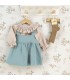 Conjunto Pichi niña mint invierno con lazada central blusa vichy con volante y tejido algodón suave