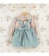Conjunto Pichi niña mint invierno con lazada central blusa vichy con volante y tejido algodón suave parte trasera