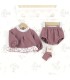 Conjunto Pololo bebé berenjena canalé volante floral tejido suave invierno