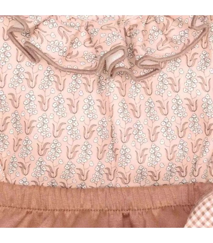 Estampado del Conjunto Pololo bebé rosa viejo algodón blusa estampada cuello volante y pololo con lazo