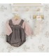 Conjunto Peto bebé marrón invierno algodón camisa vichy y peto tirantes botones textura suave