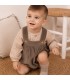Bebé con el Conjunto Peto bebé marrón invierno algodón camisa vichy y peto tirantes botones textura suave