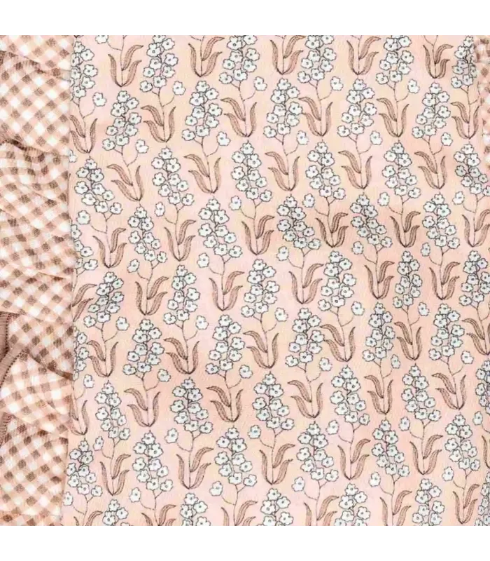 Detalles del Peto bebé rosa viejo algodón estampado con volantes laterales tirantes textura suave