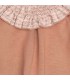 Vestido bebé rosa viejo tejido suave cuello estampado volante mangas acampanadas detalle elegante foto detalle