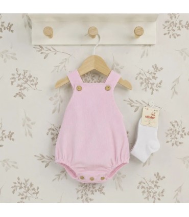 Peto bebé rosa de algodón colección Antas Calamaro para recién nacido con diseño clásico en fondo blanco