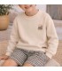 Niño con el conjunto niño crudo sudadera bordado tren pantalon cuadros algodon invierno