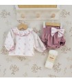 Conjunto Pololo bebé nude floral lazo Calamaro Grove