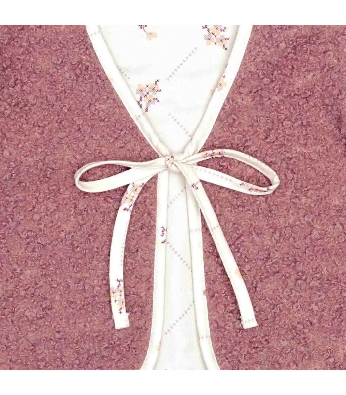 Detalles del chaleco niña nude reversible borreguito rosa empolvado algodón floral lazo delantero manga volante