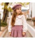 Niña con el conjunto falda niña nude floral blusa algodón estampado flores falda rosa empolvado textura