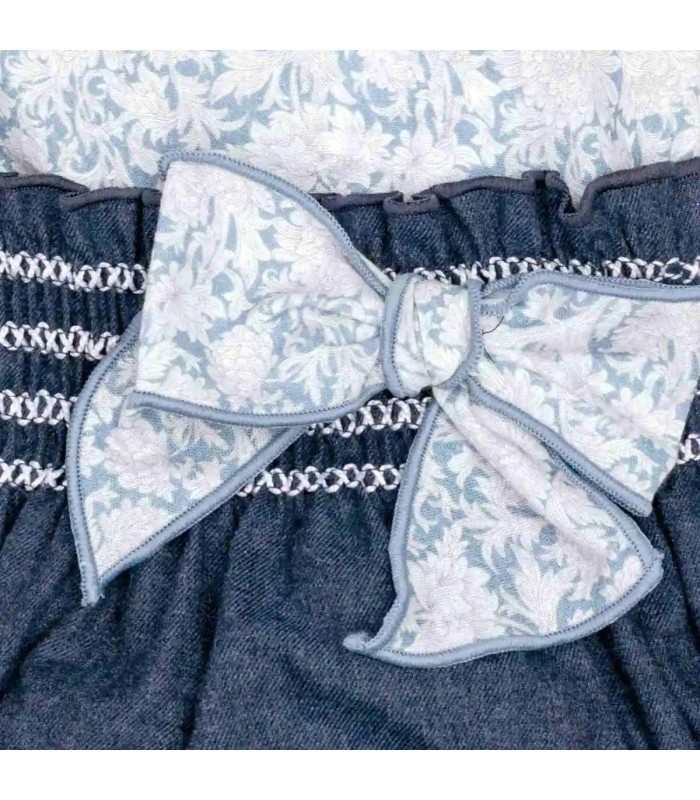 Detalles del conjunto pololo bebé azul invierno algodón blusa estampada volante lazo decorativo