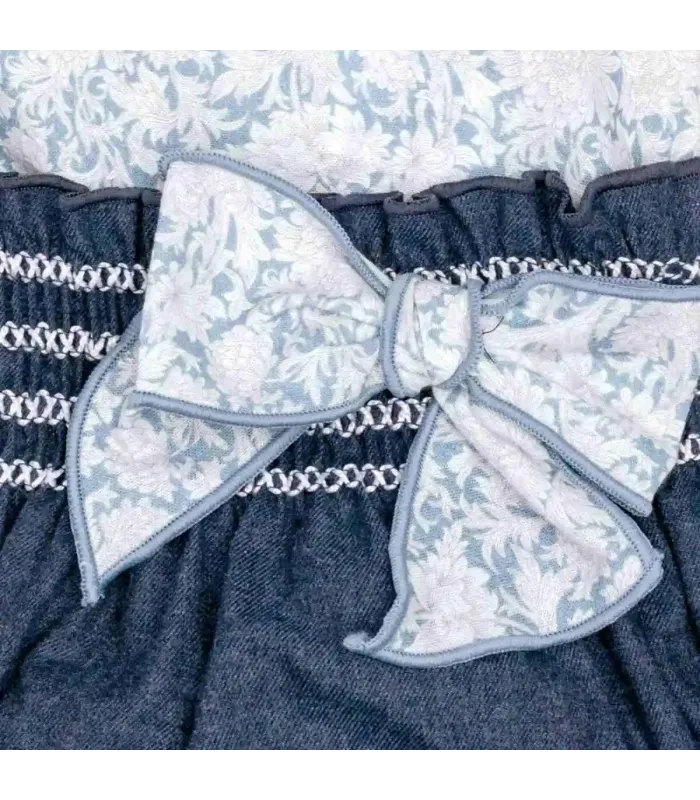 Detalles del conjunto pololo bebé azul invierno algodón blusa estampada volante lazo decorativo
