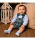 Bebé vestido con el conjunto peto bebé cuadros verde invierno camisa algodón tirantes botones detalle clásico elegante