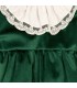 Detalles del vestido niña verde bosque con cuello blanco de puntilla manga larga tejido suave elegante invierno