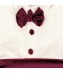 Detalles del conjunto pololo bebé granate elegante con camisa blanca pajarita y pantalón corto tejido suave invierno