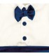 Detalles del conjunto pololo bebé azul marino elegante con camisa blanca pajarita y pantalón corto tejido suave invierno