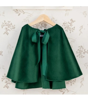 Capa niña verde bosque con lazo frontal tejido suave elegante abrigo ligero invierno