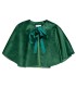 Capa niña verde bosque con lazo frontal tejido suave elegante abrigo ligero invierno en fondo blanco