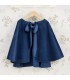 Capa niña azul marino con lazo frontal tejido suave elegante abrigo ligero invierno