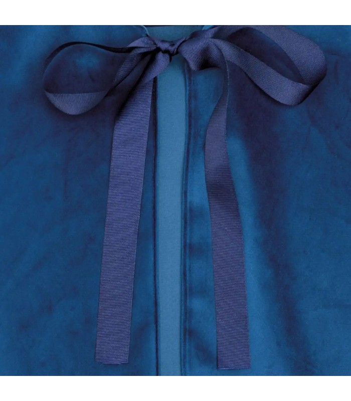 Detalles de la capa niña azul marino con lazo frontal tejido suave elegante abrigo ligero invierno