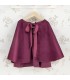 Capa niña granate con lazo frontal tejido suave elegante abrigo ligero invierno