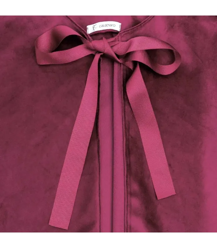 Detalles de la capa niña granate con lazo frontal tejido suave elegante abrigo ligero invierno