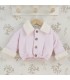 Chaqueta bebé rosa algodón suave interior borreguito botones invierno detalle tejido