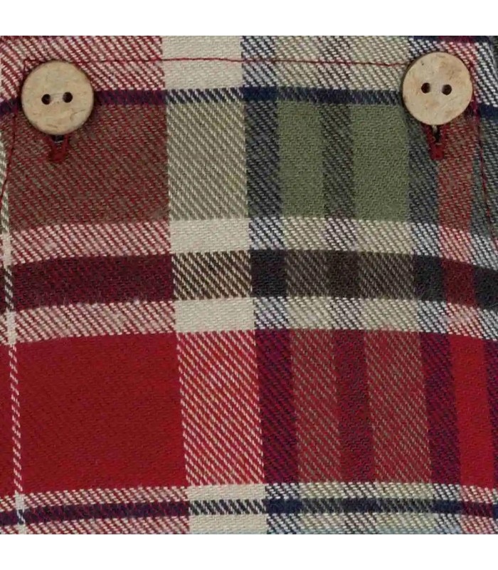 Detalles del peto bebé granate cuadros algodón tirantes botones diseño clásico invierno detalle