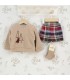 Conjunto Pololo bebé corto granate cuadros algodón sudadera beige bordado detalle invierno