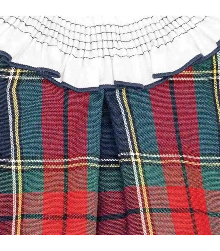 Detalles del Pelele Bebé Marino Tartán algodón cuello fruncido blanco mangas largas elegante invierno