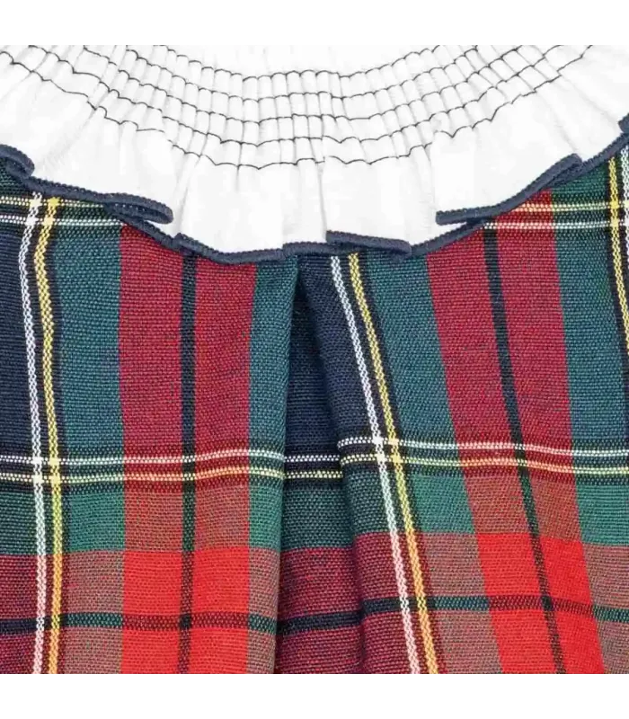 Detalles del Pelele Bebé Marino Tartán algodón cuello fruncido blanco mangas largas elegante invierno