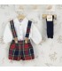 Conjunto Pololo marino tirantes bebé tartán algodón camisa blanca botones delantero elegante invierno