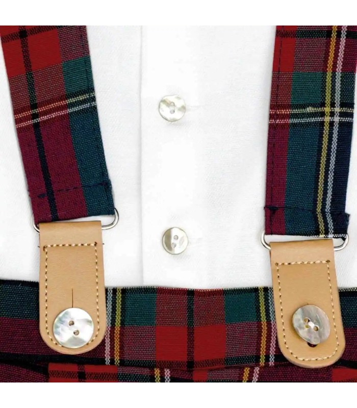 Detalles del Conjunto Pololo marino tirantes bebé tartán algodón camisa blanca botones delantero elegante invierno