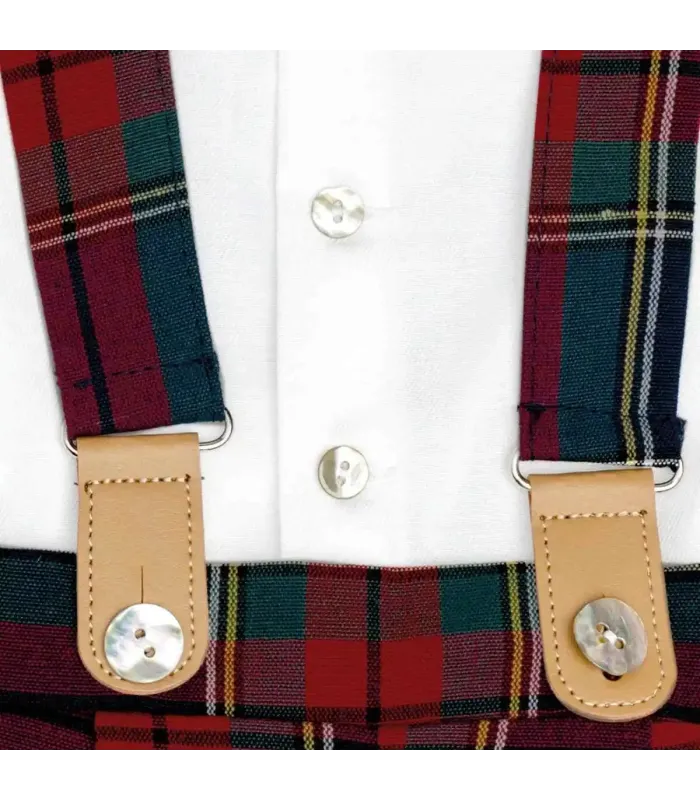 Detalles del Conjunto Pololo marino tirantes bebé tartán algodón camisa blanca botones delantero elegante invierno