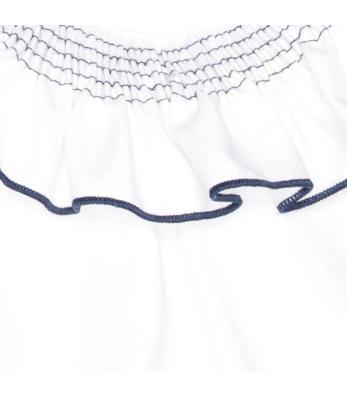 Detalles del conjunto falda niña marino tartán algodón blusa blanca cuello fruncido falda vuelo elegante invierno